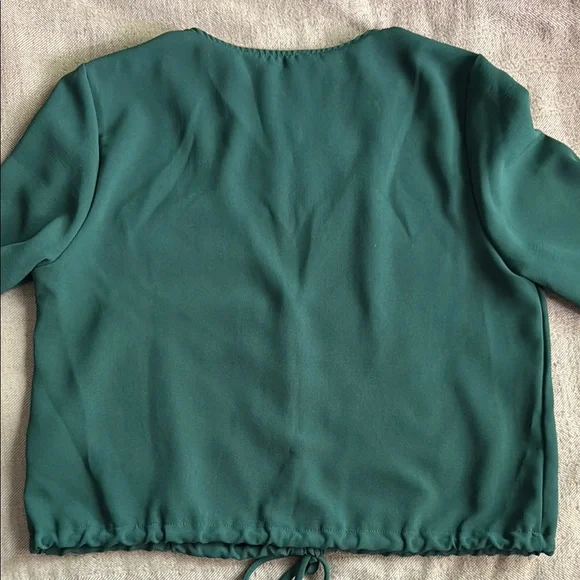 Emory Park Buttoned Tie Front Crop Top Blouse - Picture 6 of 6